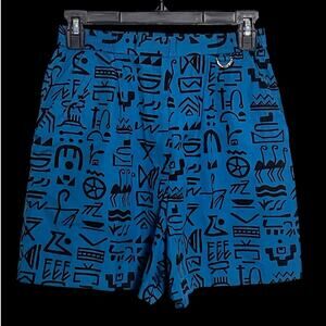 Vintage 80s Christian Dior Sports Blue Geometric Pattern Shorts Women's Large